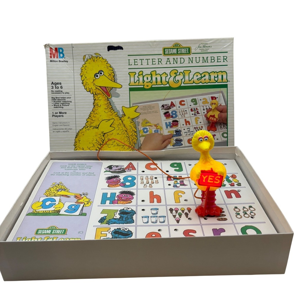 Vtg‎ 1986 Milton Bradley Sesame Street Light & Learn Big Bird Game 4734 Tested